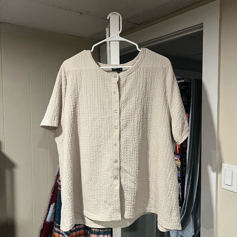 Cream Gauze Button-Up Women's Top